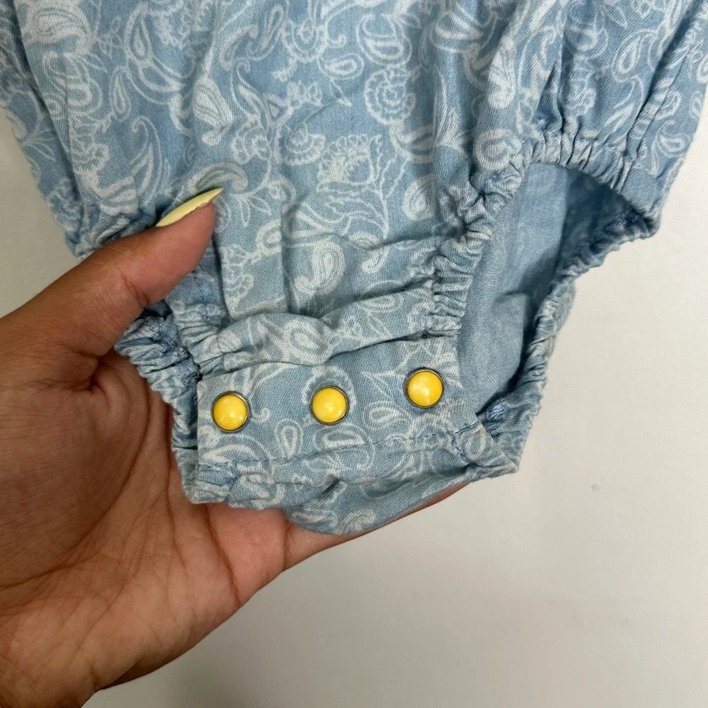 Matilda‎ Jane Baby Girls Blue Paisley Floral Eyelet Lace Bubble Romper 12-18M